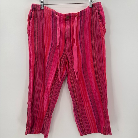 Sundance Hana Striped Pants Pink Stripe Size Petite Large PL - Picture 1 of 5